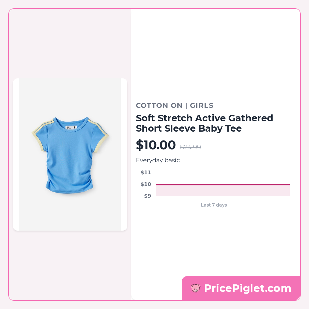 Soft Stretch Active Gathered Short Sleeve Baby Tee