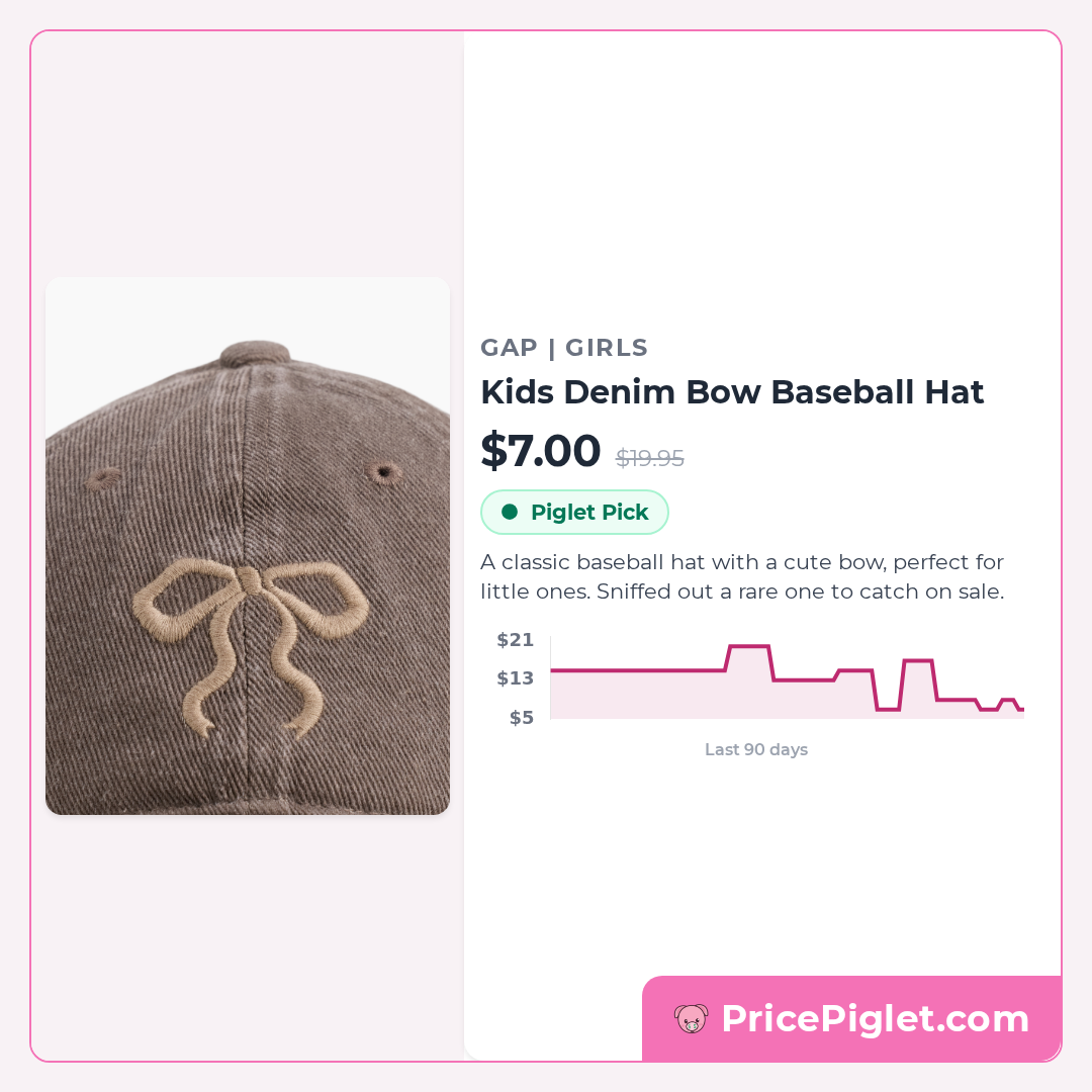 Kids Denim Bow Baseball Hat