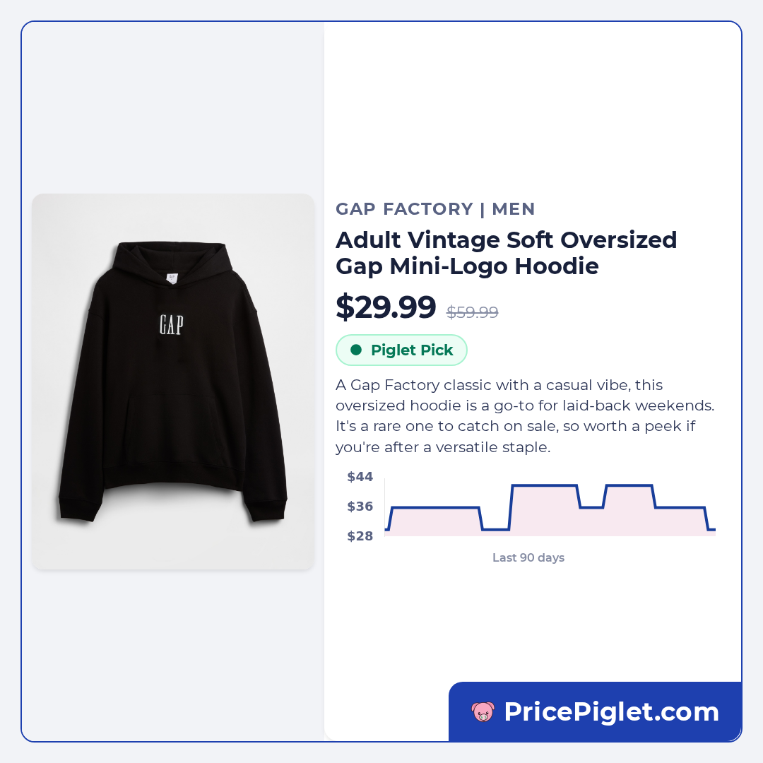Adult Vintage Soft Oversized Gap Mini-Logo Hoodie