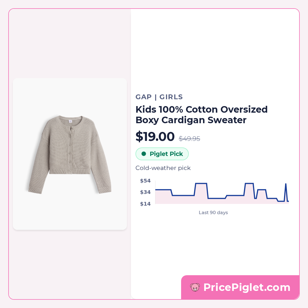 Kids 100% Cotton Oversized Boxy Cardigan Sweater