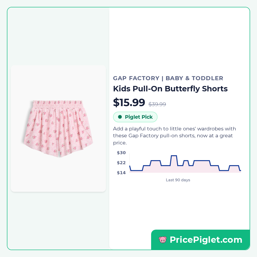 Kids Pull-On Butterfly Shorts