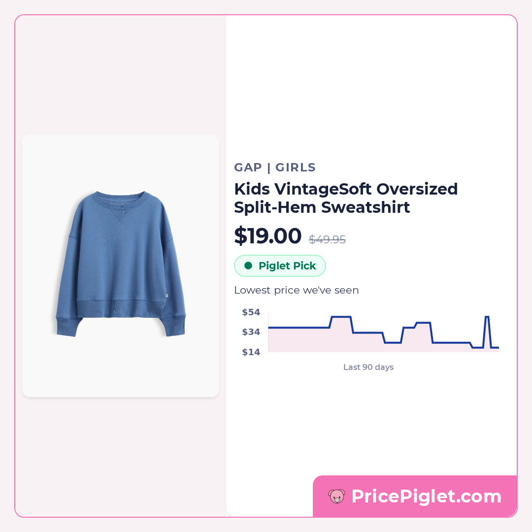 Kids VintageSoft Oversized Split-Hem Sweatshirt