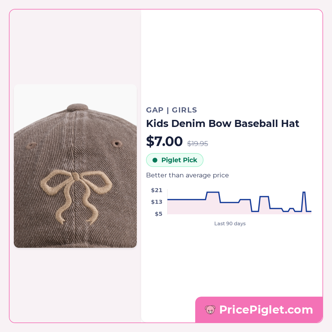 Kids Denim Bow Baseball Hat
