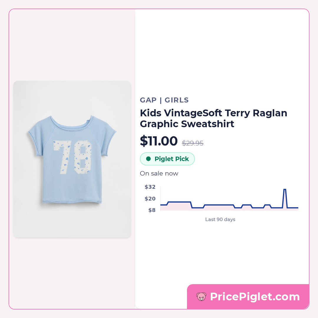 Kids VintageSoft Terry Raglan Graphic Sweatshirt