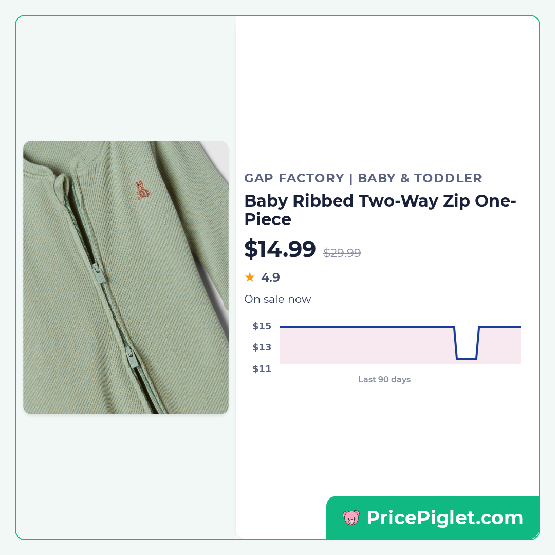 Baby Ribbed Two-Way Zip One-Piece