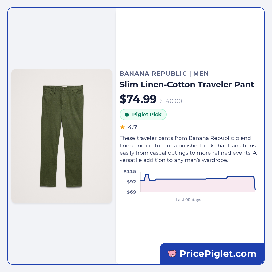 Slim Linen-Cotton Traveler Pant