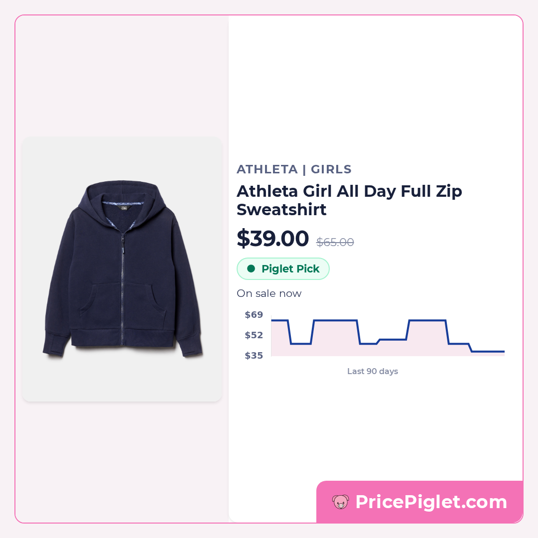 Athleta Girl All Day Full Zip Sweatshirt
