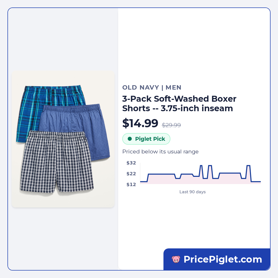 3-Pack Soft-Washed Boxer Shorts -- 3.75-inch inseam