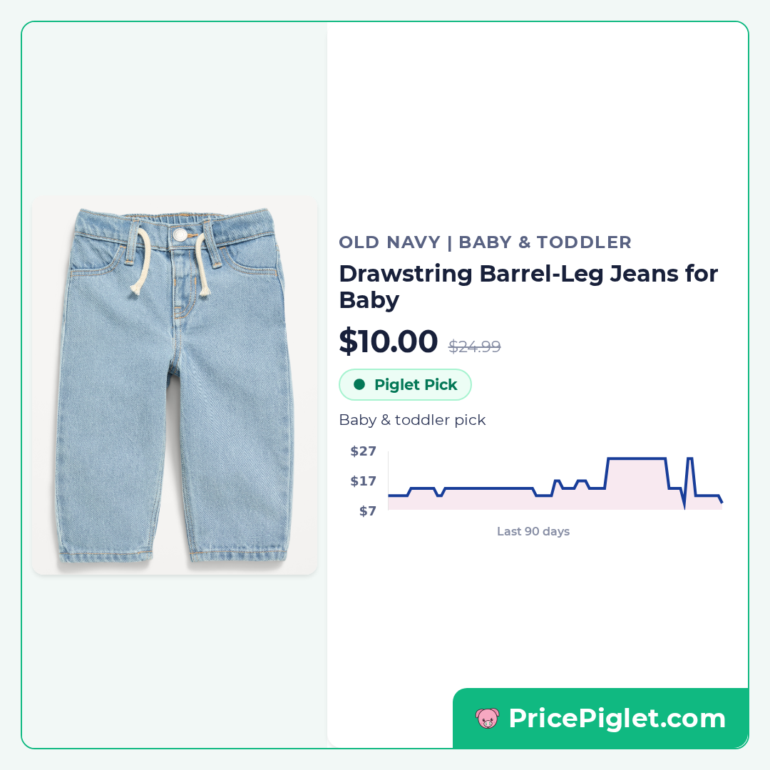 Drawstring Barrel-Leg Jeans for Baby