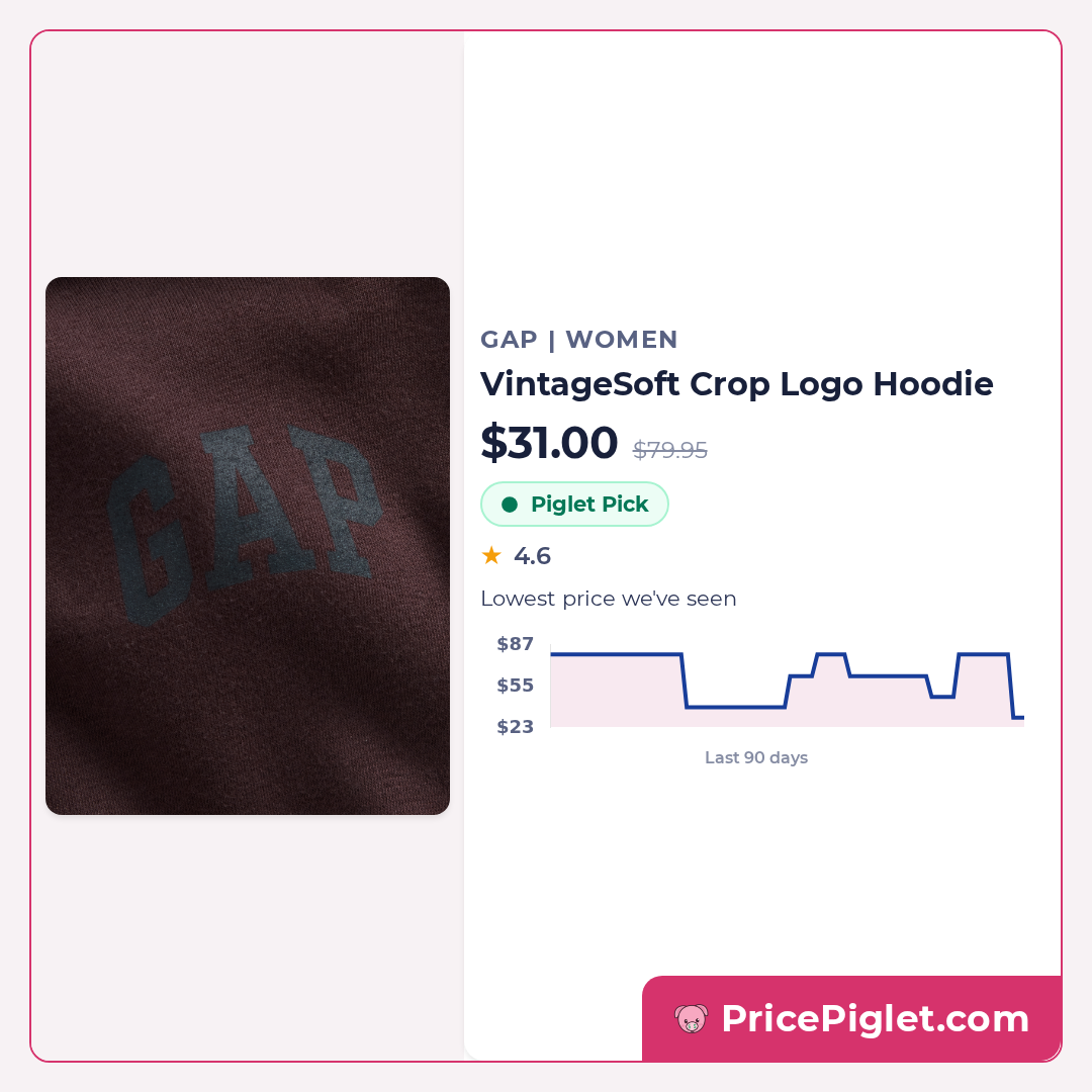 VintageSoft Crop Logo Hoodie