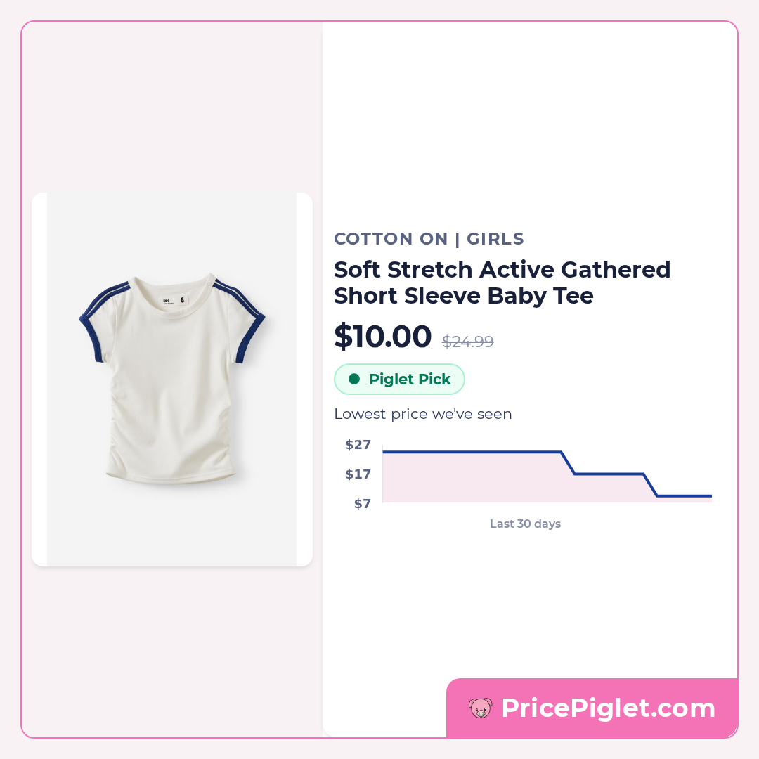 Soft Stretch Active Gathered Short Sleeve Baby Tee