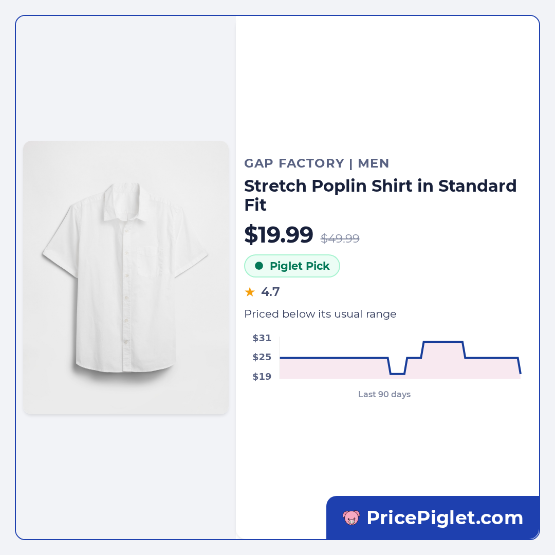 Stretch Poplin Shirt in Standard Fit