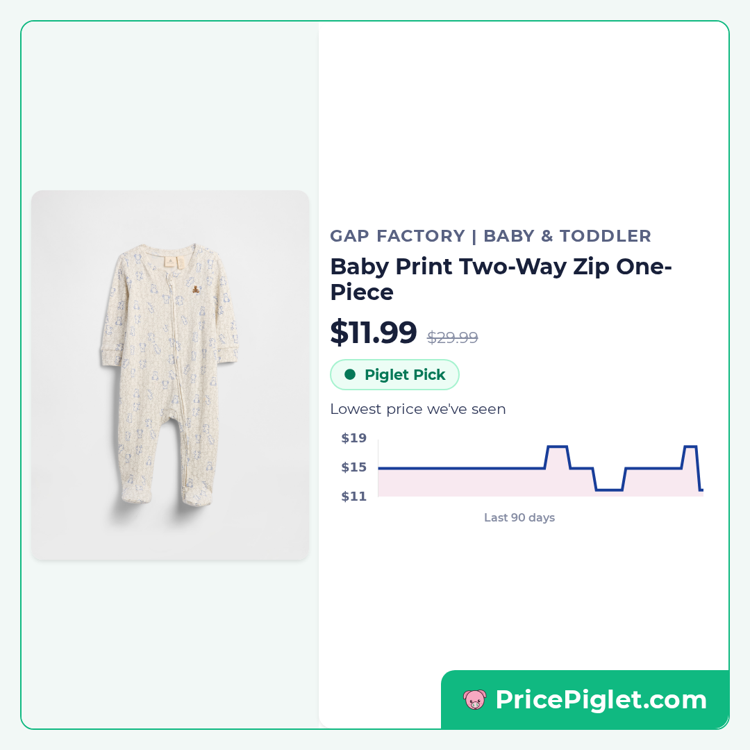 Baby Print Two-Way Zip One-Piece