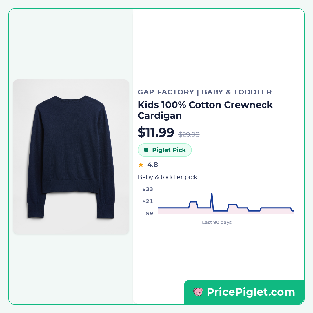 Kids 100% Cotton Crewneck Cardigan