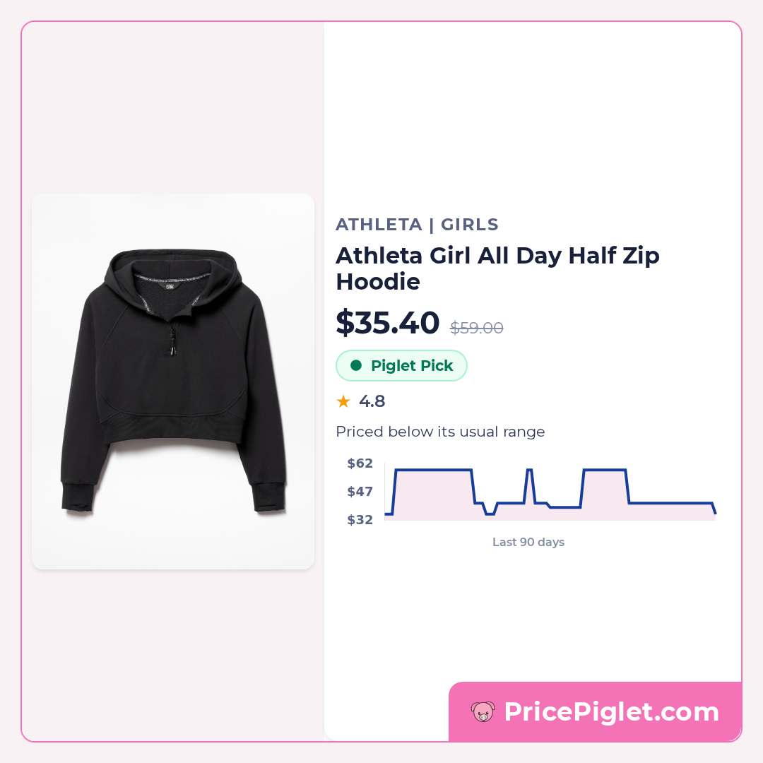 Athleta Girl All Day Half Zip Hoodie