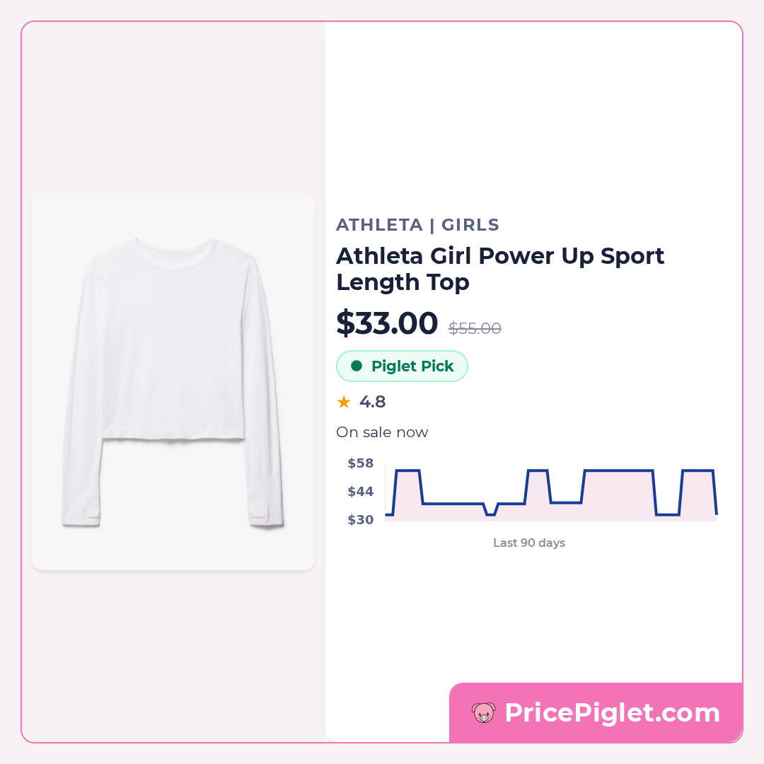 Athleta Girl Power Up Sport Length Top