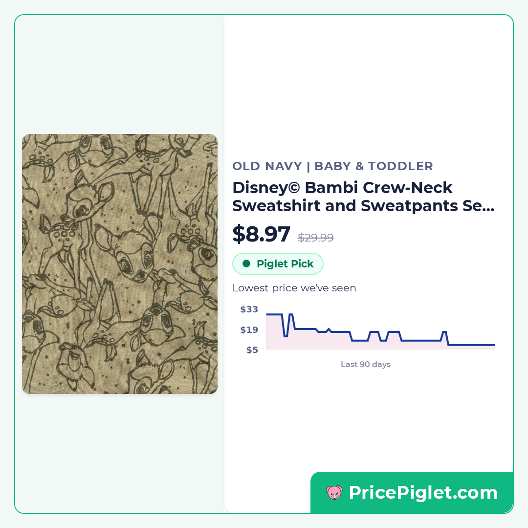 Disney© Bambi Crew-Neck Sweatshirt and Sweatpants Set for Baby