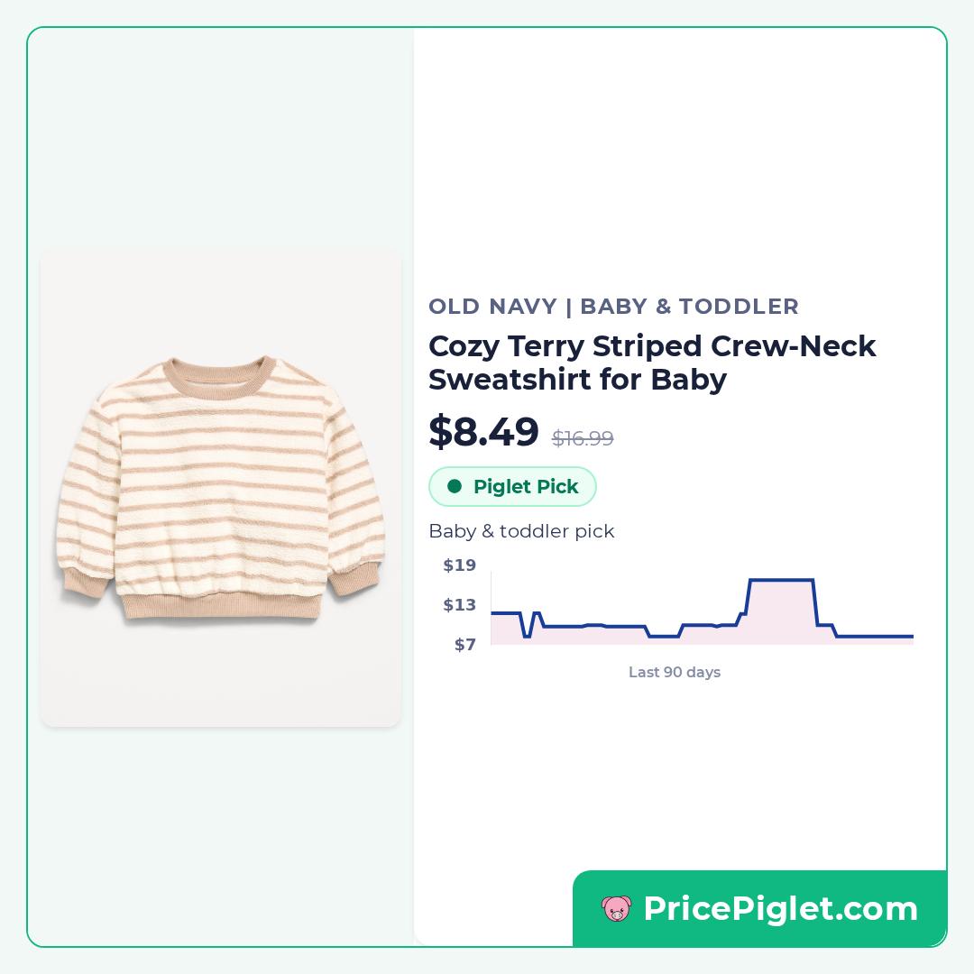 Cozy Terry Striped Crew-Neck Sweatshirt for Baby