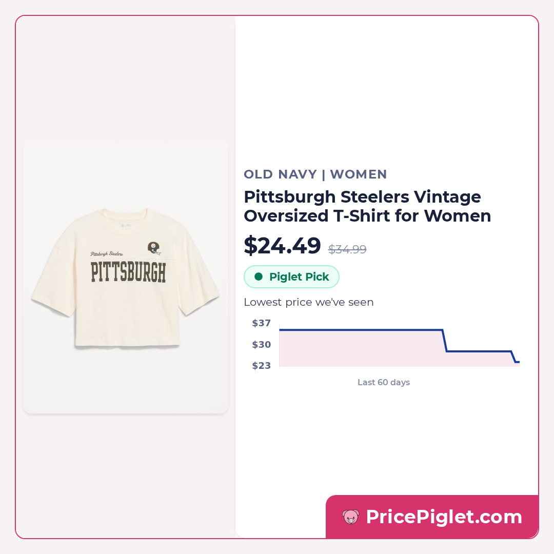 Pittsburgh Steelers Vintage Oversized T-Shirt for Women