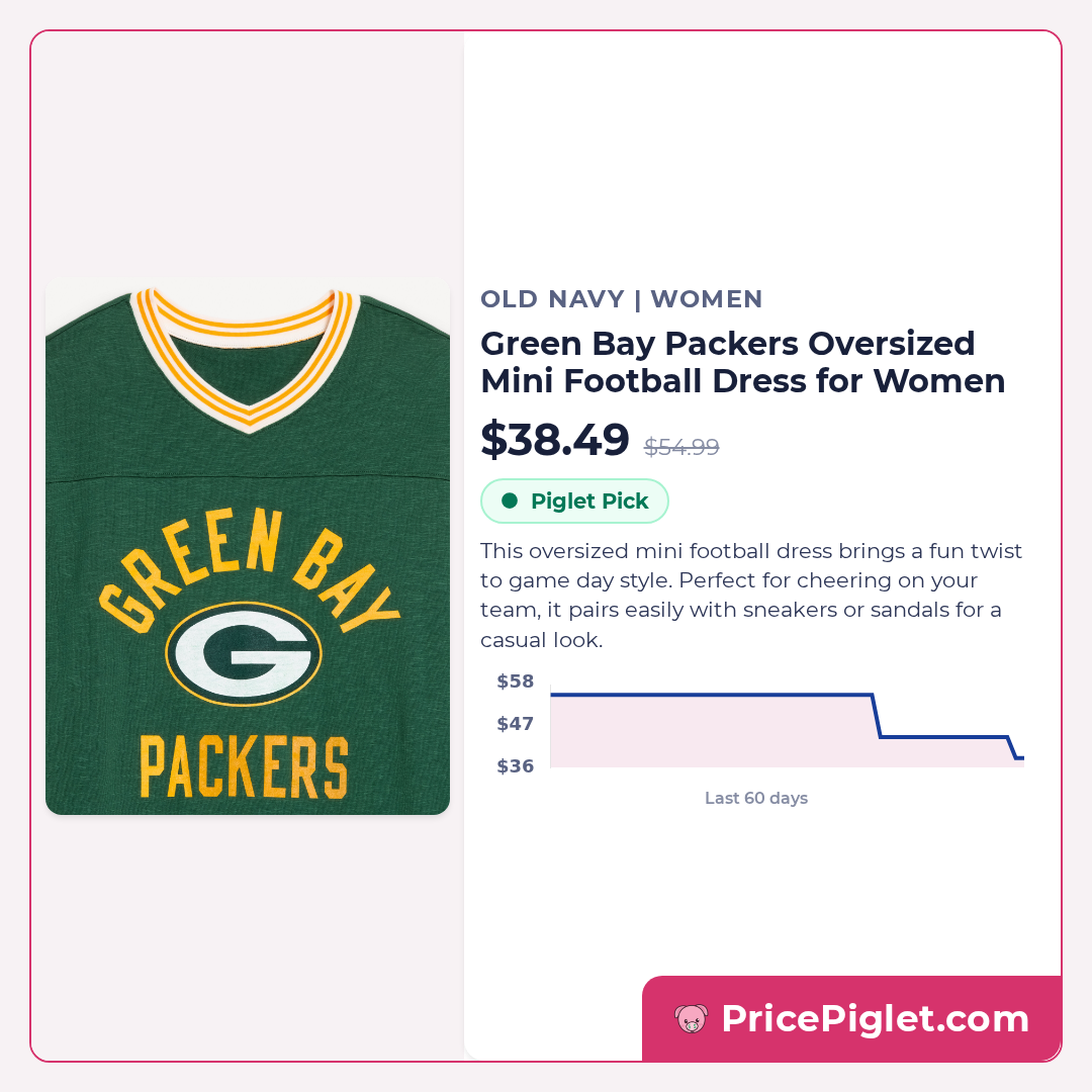 Green Bay Packers Oversized Mini Football Dress for Women
